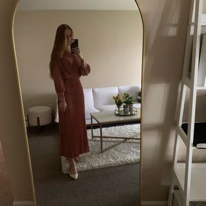 Zara pink pleated dress
